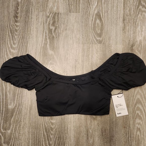 NWT Knix puff sleeve bikini top in BLACK - Picture 2 of 2